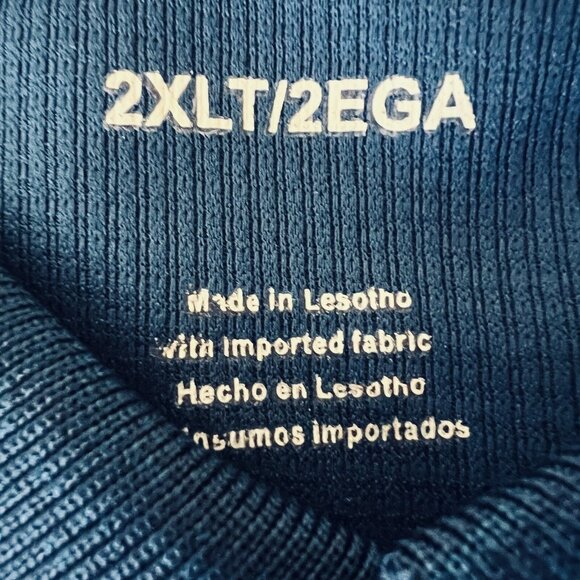 Haggar Men Polo Shirt Size 2XLT Long Sleeve Heather Blue Stretch Buttons Placket - Picture 6 of 10